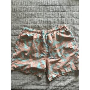 Boardies Swim Trunks Mens Large Orange Green Drawstring Mesh Lined Pockets